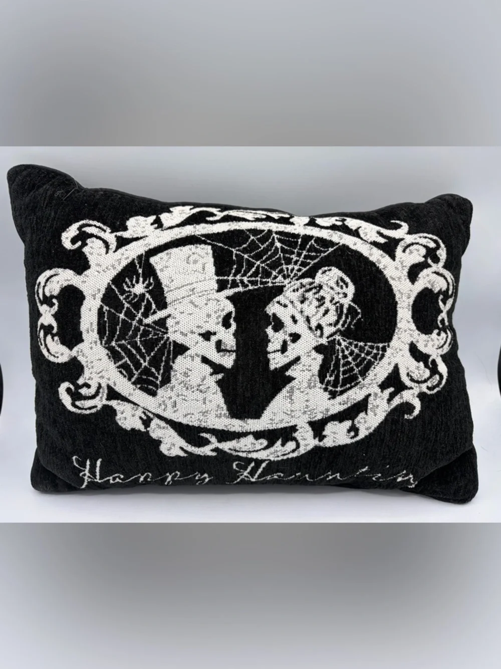Black & White Gothic Skull Couple Throw Pillow